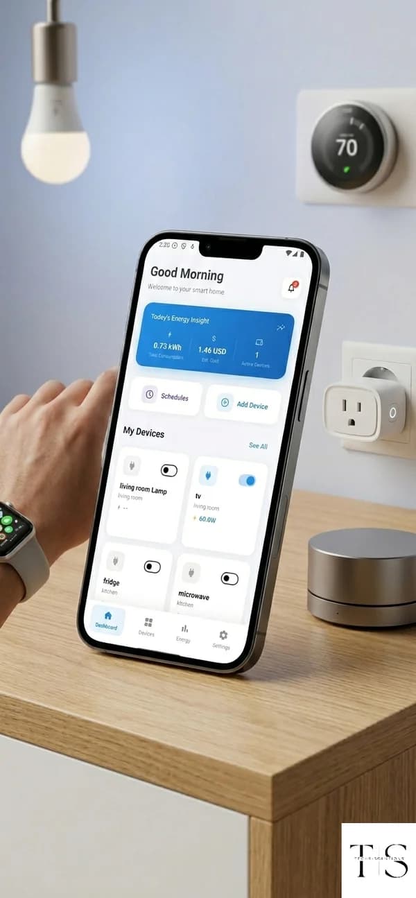 TS Smart Home app showing lamp and plug controls